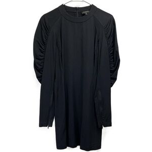 Rag & Bone Black Stephanie Puff Ruched Sleeve Mini Dress Zipper Cuffs Size 2